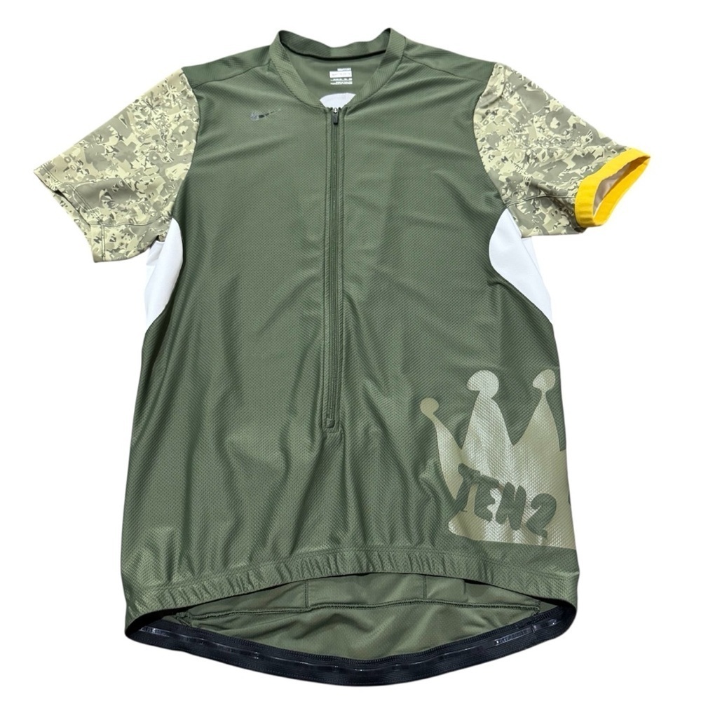 Nike Women's short sleeve Cycling Jersey Green Back pocket DryFit Size XL 16/18